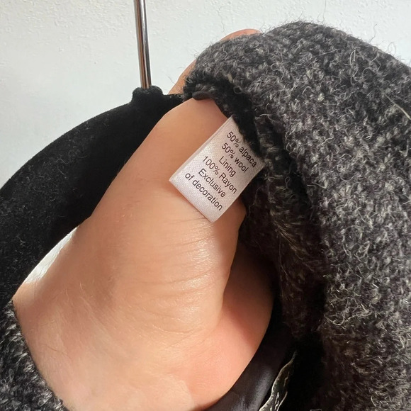 Peruvian Connection Herringbone Tweed Wool Alpaca Long Coat, size 12 - Picture 8 of 8